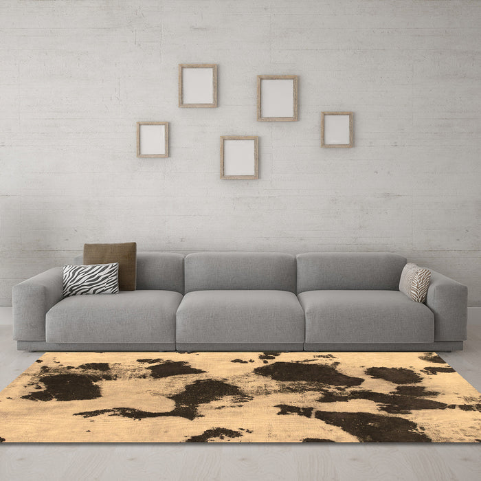 Machine Washable Abstract Brown Modern Rug in a Living Room,, wshabs1065brn