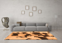 Machine Washable Abstract Orange Modern Rug, wshabs1065org