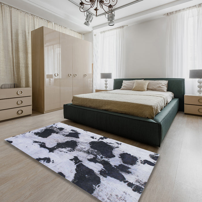 Machine Washable Abstract Blue Rug in a Bedroom, wshabs1065