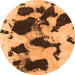 Round Machine Washable Abstract Orange Modern Area Rugs, wshabs1065org