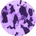 Round Machine Washable Abstract Purple Modern Area Rugs, wshabs1065pur