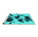 Sideview of Machine Washable Abstract Turquoise Modern Area Rugs, wshabs1065turq