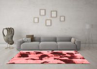 Machine Washable Abstract Red Modern Rug, wshabs1065red