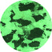 Round Abstract Green Modern Rug, abs1065grn