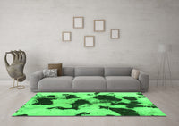 Machine Washable Abstract Green Modern Rug, wshabs1065grn