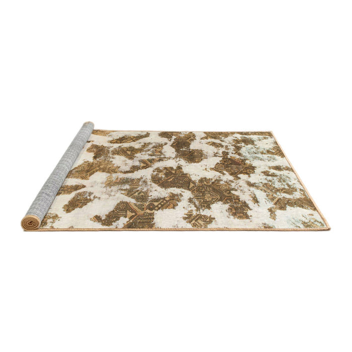 Sideview of Machine Washable Abstract Wheat Beige Rug, wshabs1066