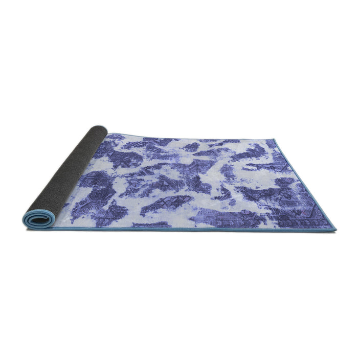 Sideview of Abstract Blue Modern Rug, abs1066blu