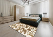 Machine Washable Abstract Wheat Beige Rug in a Bedroom, wshabs1066