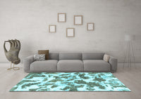 Machine Washable Abstract Light Blue Modern Rug, wshabs1066lblu