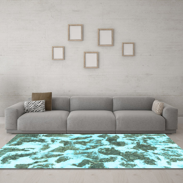 Machine Washable Abstract Light Blue Modern Rug in a Living Room, wshabs1066lblu