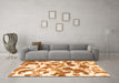 Machine Washable Abstract Orange Modern Area Rugs in a Living Room, wshabs1066org