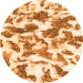 Round Machine Washable Abstract Orange Modern Area Rugs, wshabs1066org