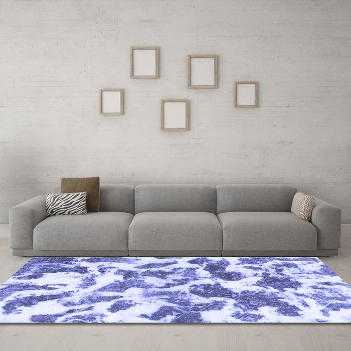 Machine Washable Abstract Blue Modern Rug in a Living Room, wshabs1066blu