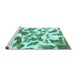 Sideview of Machine Washable Abstract Turquoise Modern Area Rugs, wshabs1066turq