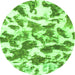 Round Machine Washable Abstract Green Modern Area Rugs, wshabs1066grn