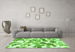 Machine Washable Abstract Green Modern Area Rugs in a Living Room,, wshabs1066grn