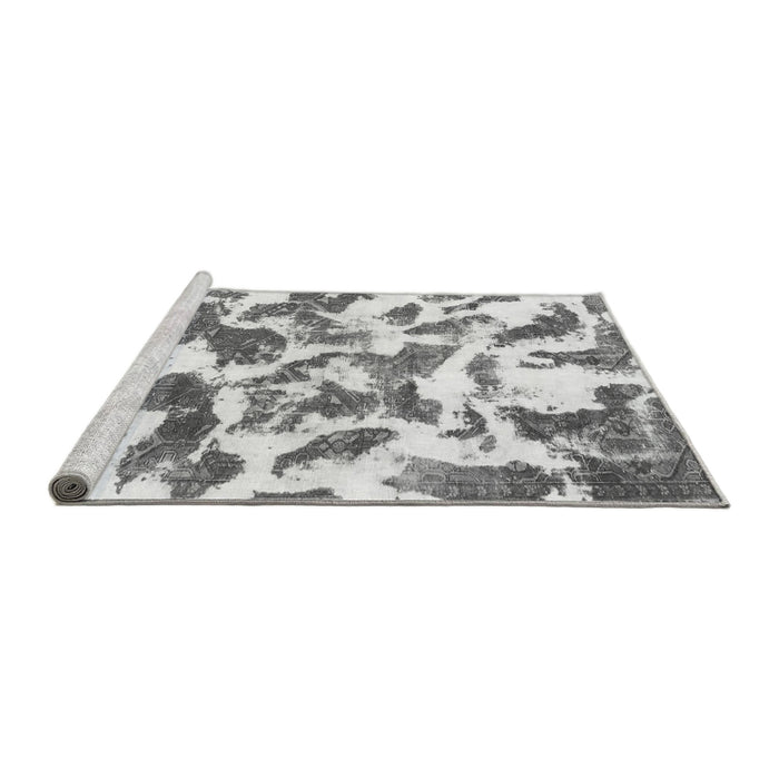 Sideview of Machine Washable Abstract Gray Modern Rug, wshabs1066gry