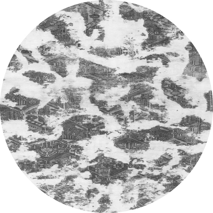 Round Machine Washable Abstract Gray Modern Rug, wshabs1066gry