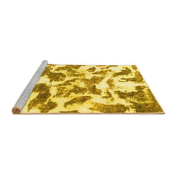 Sideview of Machine Washable Abstract Yellow Modern Rug, wshabs1066yw