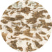 Round Machine Washable Abstract Wheat Beige Rug, wshabs1066