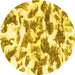 Round Machine Washable Abstract Yellow Modern Rug, wshabs1066yw