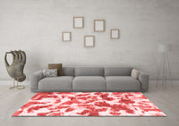 Machine Washable Abstract Red Modern Rug, wshabs1066red