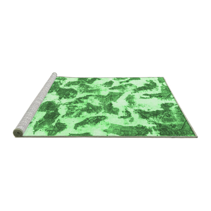 Sideview of Machine Washable Abstract Emerald Green Modern Area Rugs, wshabs1066emgrn