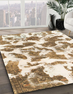 Machine Washable Abstract Wheat Beige Rug in a Family Room, wshabs1066