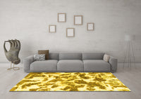 Machine Washable Abstract Yellow Modern Rug, wshabs1066yw