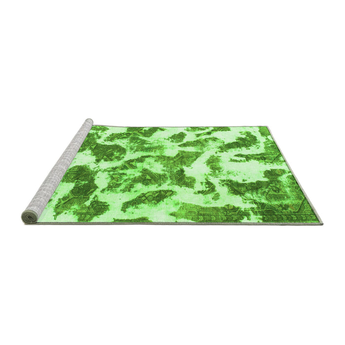 Sideview of Machine Washable Abstract Green Modern Area Rugs, wshabs1066grn