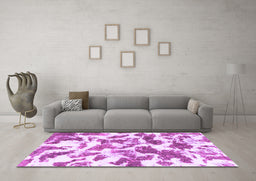 Machine Washable Abstract Purple Modern Area Rugs in a Living Room, wshabs1066pur
