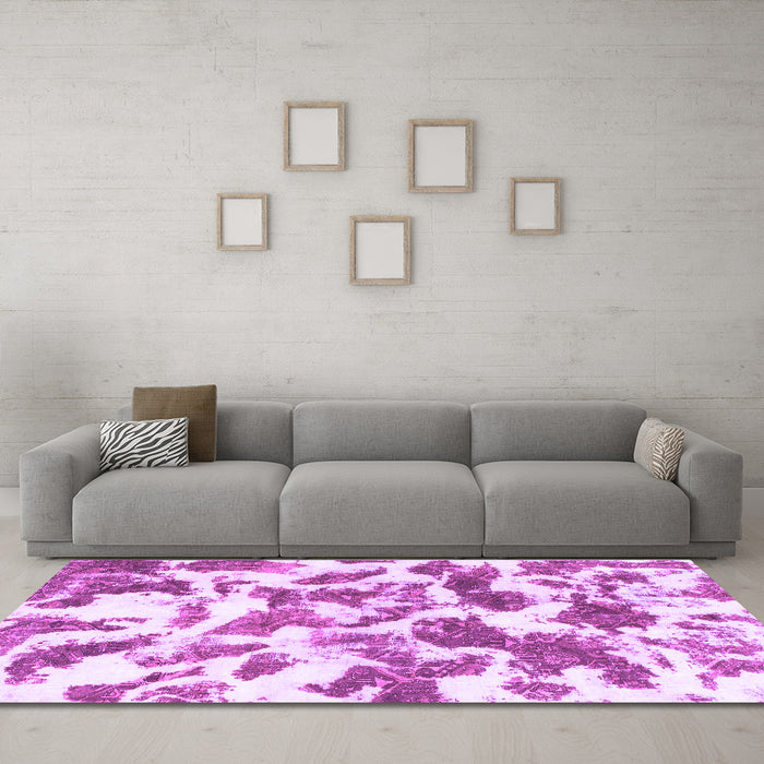 Machine Washable Abstract Purple Modern Area Rugs in a Living Room, wshabs1066pur