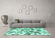 Machine Washable Abstract Turquoise Modern Area Rugs in a Living Room,, wshabs1066turq