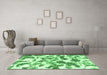 Machine Washable Abstract Emerald Green Modern Area Rugs in a Living Room,, wshabs1066emgrn