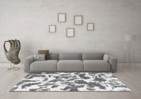 Machine Washable Abstract Gray Modern Rug, wshabs1066gry