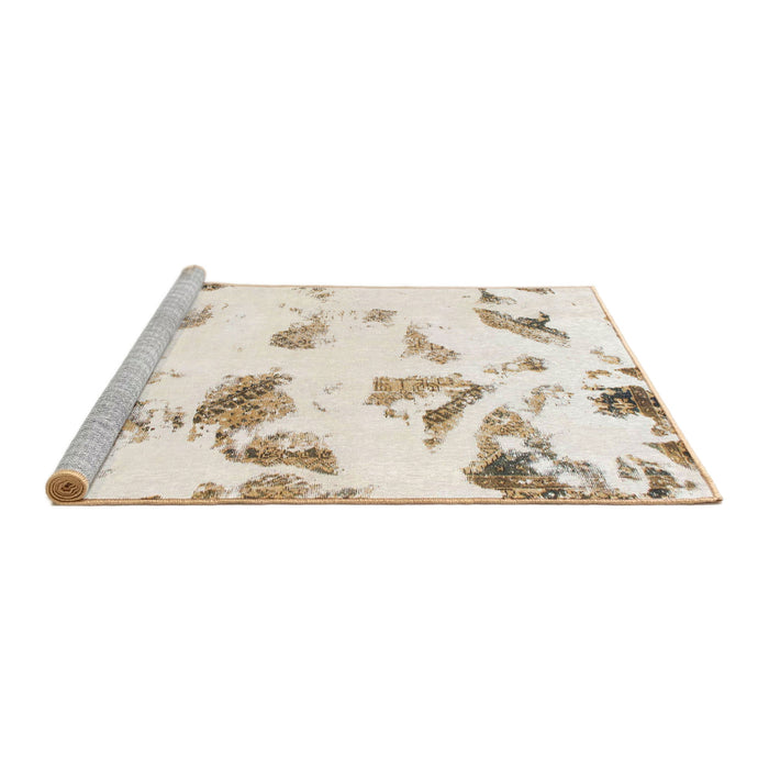Sideview of Machine Washable Abstract Brown Sugar Brown Rug, wshabs1067