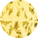 Round Abstract Yellow Modern Rug, abs1067yw