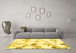 Machine Washable Abstract Yellow Modern Rug in a Living Room, wshabs1067yw