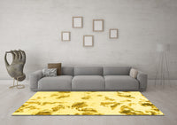 Machine Washable Abstract Yellow Modern Rug, wshabs1067yw