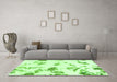 Machine Washable Abstract Green Modern Area Rugs in a Living Room,, wshabs1067grn