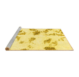 Sideview of Machine Washable Abstract Yellow Modern Rug, wshabs1067yw