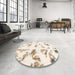 Round Machine Washable Abstract Brown Sugar Brown Rug in a Office, wshabs1067