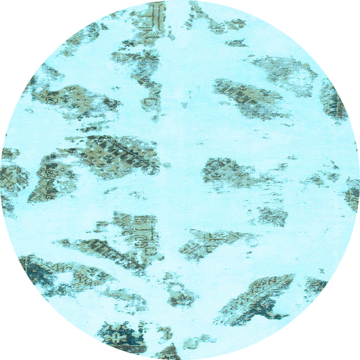 Round Abstract Light Blue Modern Rug, abs1067lblu