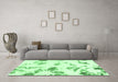 Machine Washable Abstract Emerald Green Modern Area Rugs in a Living Room,, wshabs1067emgrn