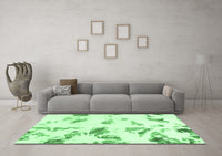 Machine Washable Abstract Emerald Green Modern Rug, wshabs1067emgrn