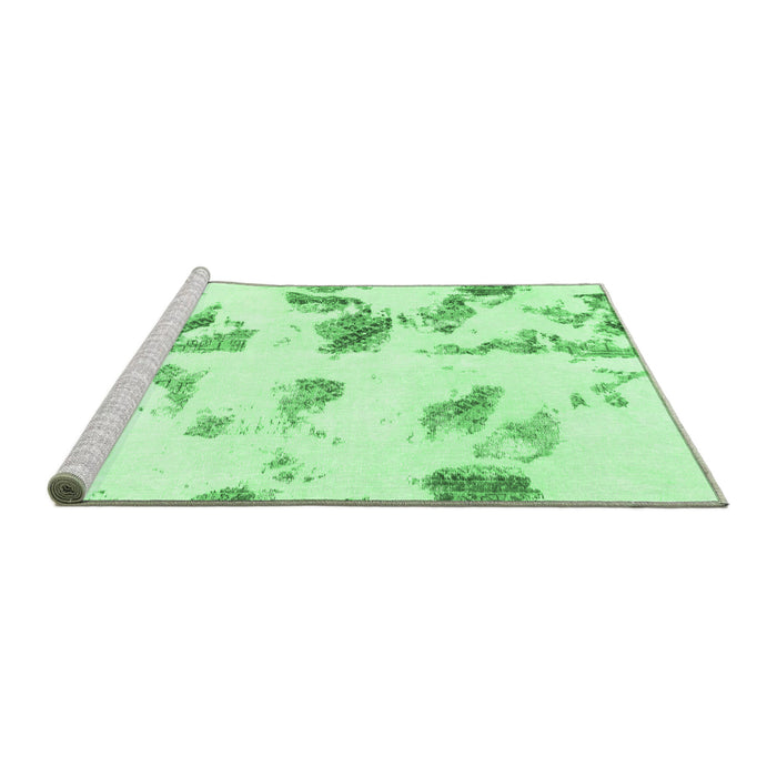 Sideview of Machine Washable Abstract Emerald Green Modern Area Rugs, wshabs1067emgrn