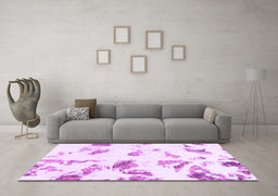 Machine Washable Abstract Purple Modern Area Rugs in a Living Room, wshabs1067pur