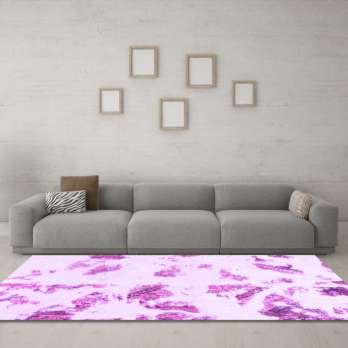Machine Washable Abstract Purple Modern Area Rugs in a Living Room, wshabs1067pur
