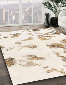 Machine Washable Abstract Brown Sugar Brown Rug in a Family Room, wshabs1067