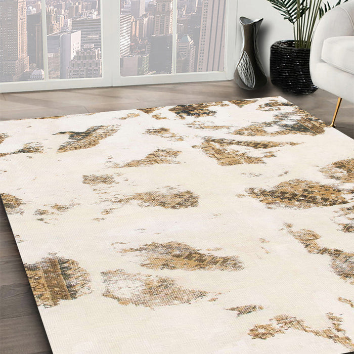 Machine Washable Abstract Brown Sugar Brown Rug in a Family Room, wshabs1067